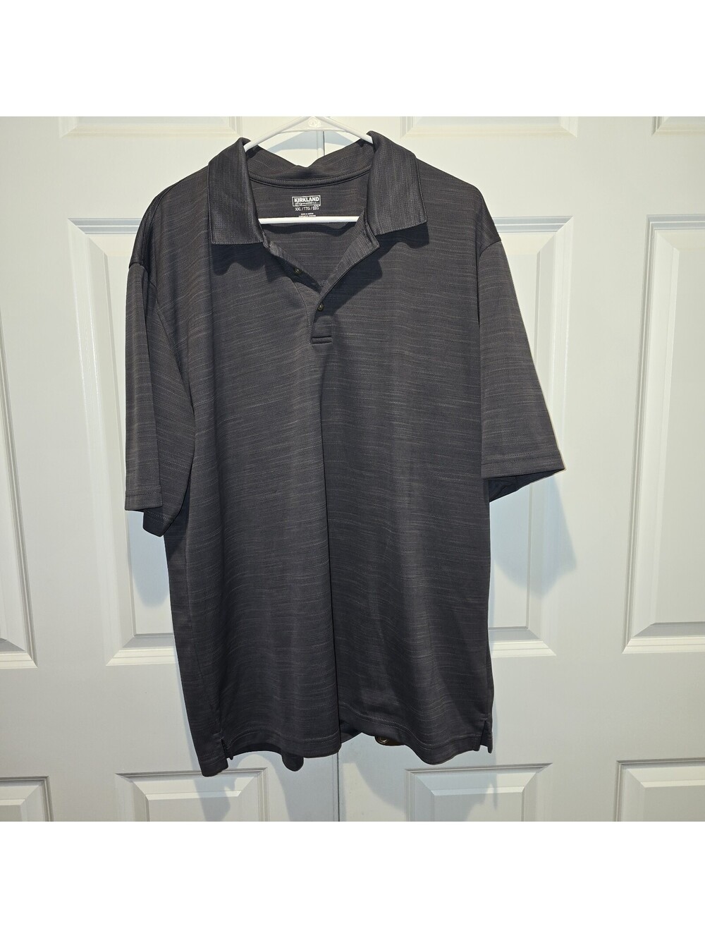Kirkland Signature Mens Short Sleeve Polo Shirt Melange Charcoal Grey XXL